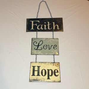 Home Decor Faith Love Hope Metal Wall Sign EUC